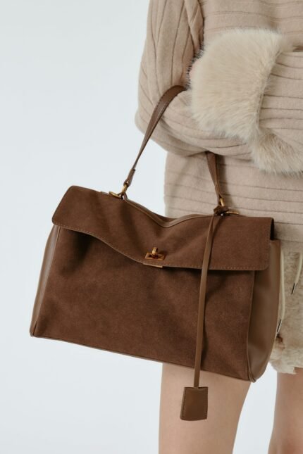Faux Suede Shoulder Bag